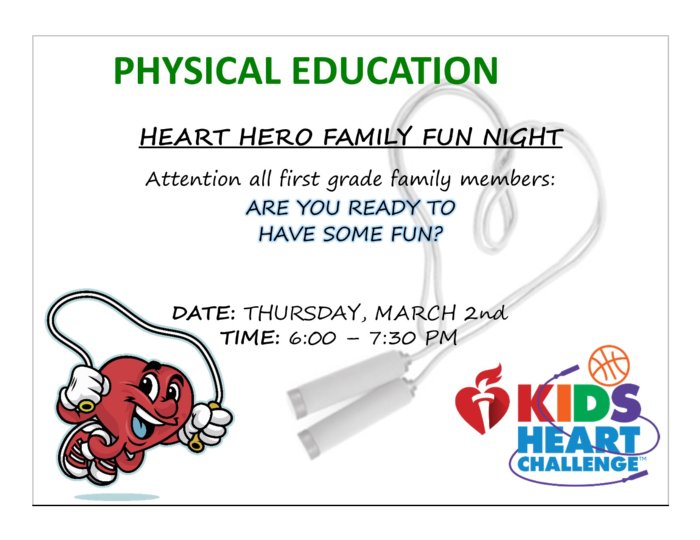 Heart Hero Family Night for 1st Graders